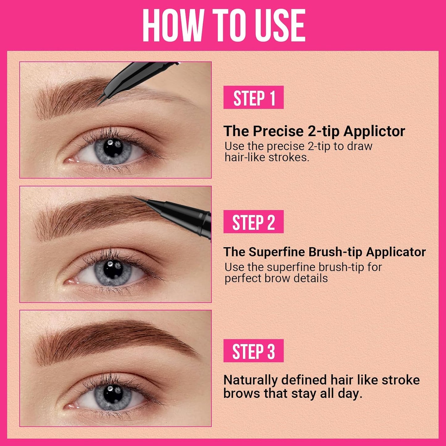 iMethod Curved Eyebrow Pen - 2-in-1 Dual-Ended Eyebrow Pencil with Curved Tip and Precise Brush-Tip for Natural Hair-Like Brows, Eyebrow Pencils for Women, Long Lasting, Grey