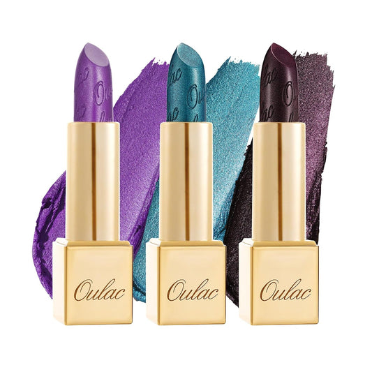 Oulac Metallic Lipstick Set 3PCS High Impact Lipcolor with Moisturizing Formula, Vegan Beauty, Full-Coverage Lip Color, Gift Lipstick for Women, 4.3g X 3PCS, 16+20+21