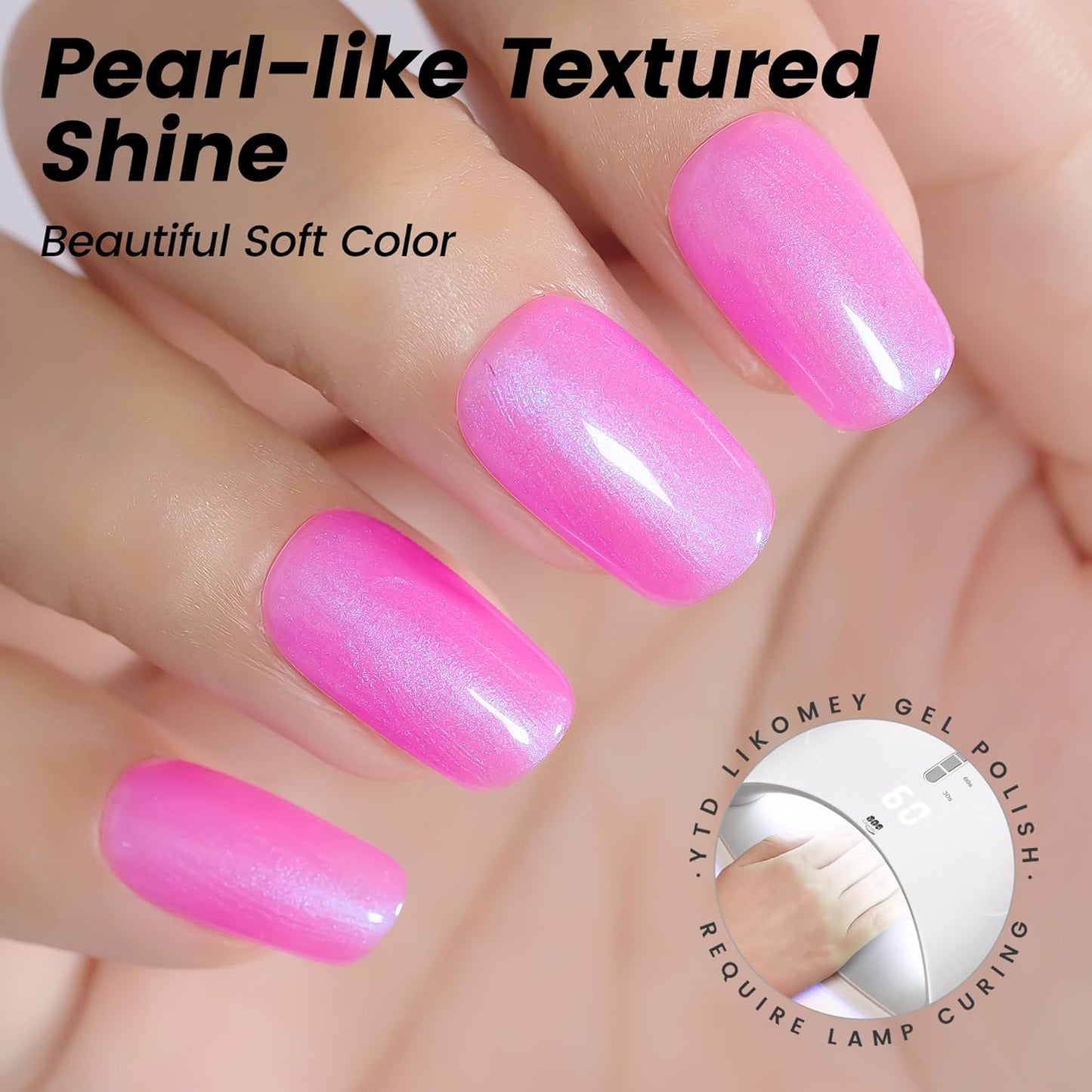 YTD Likomey Gel Nail Polish,15ml Pearlescent Pink Glitter Fall Winter Shimmer Shiny Sparkly Salon Home DIY Manicure UV Color Varnish,SF407