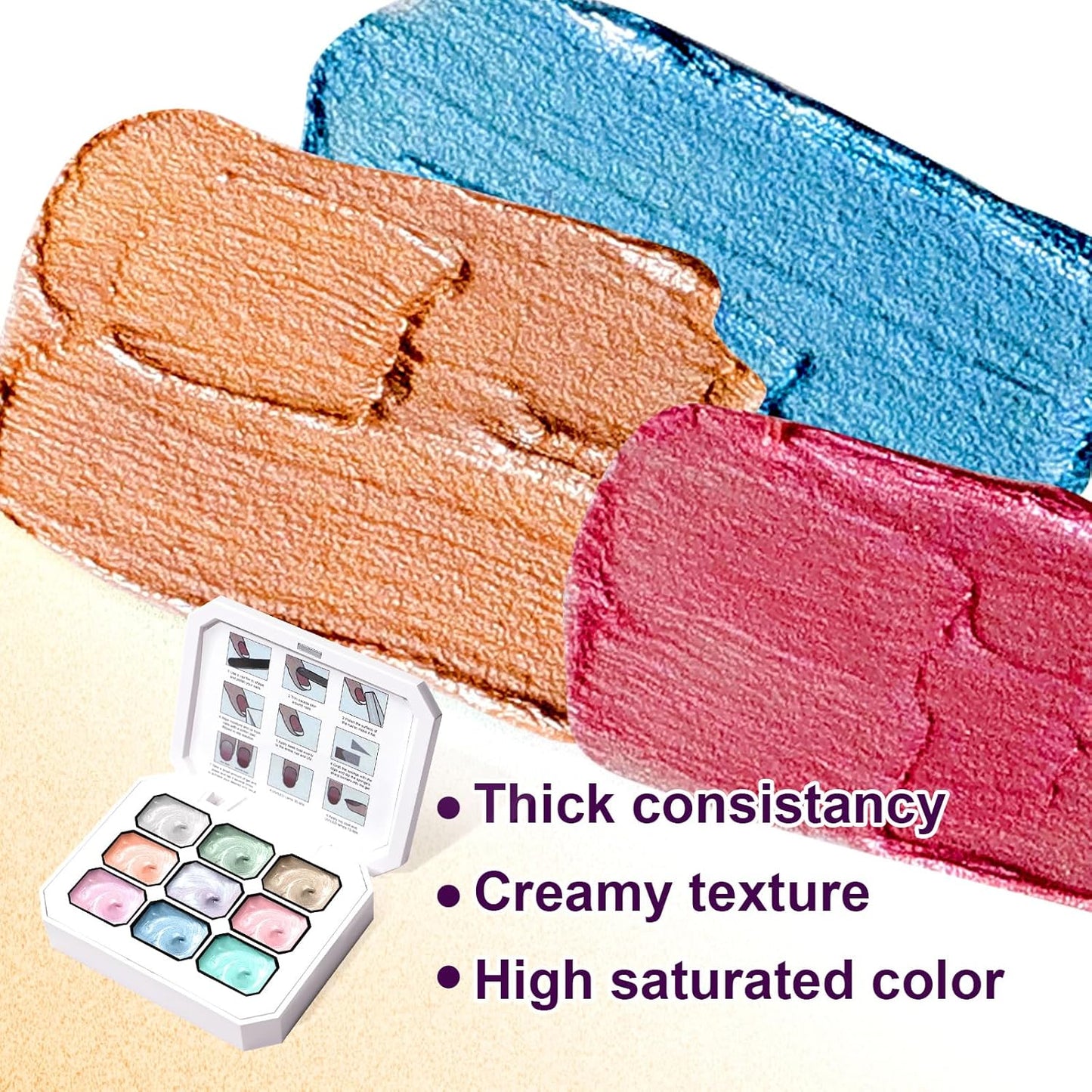 Gradient Painting Gel, 9 Colors Pearlescent Ombre Gel Nail Polish for Pigment Pat Aura Nails French Manicure Long-lasting No-wipe Soak Off UV Treasure of Pearl