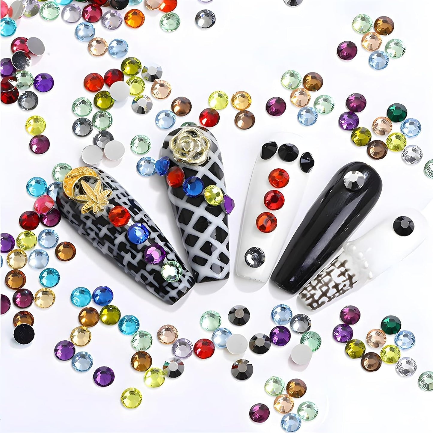 Flatback Rhinestones Round Gems for Nails Art and Crafts 1250Pcs SS20 5mm Glitter Crystals Stone DIY Bags Clothes Shoes (Champagne)