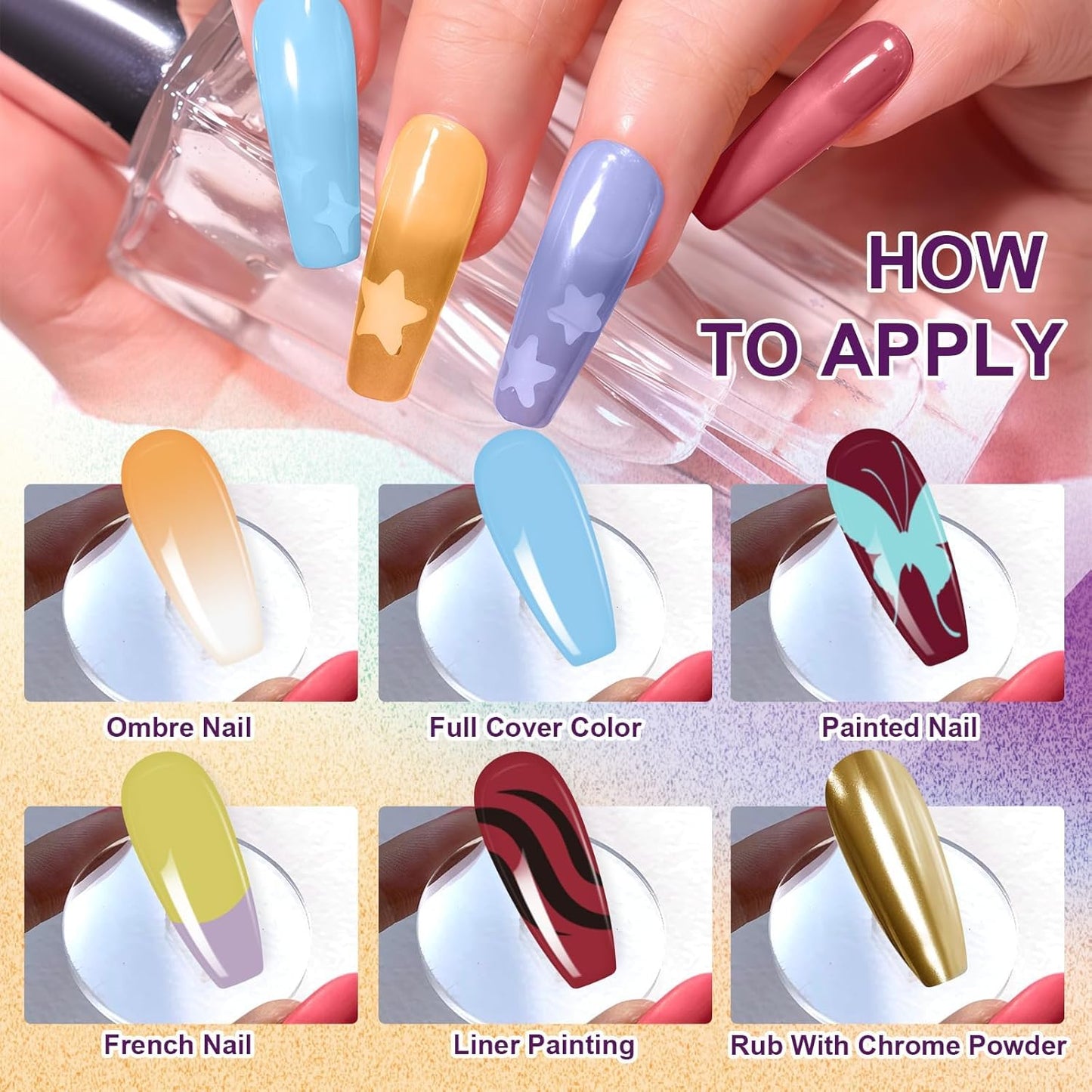 Gradient Painting Gel, 9 Colors Ombre Gel Nail Polish with Summer Blue Sponging for Pigment Pat Kit Aura Nails, French Manicure Soak of UV DIY Nail Art Beachside Candy