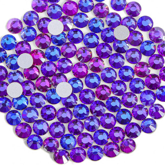 Beadsland 1440pcs Flat Back Crystal Rhinestones Round Gems for Nail Art and Craft Glue Fix, Purple Velvet,SS6,1.9-2.1mm