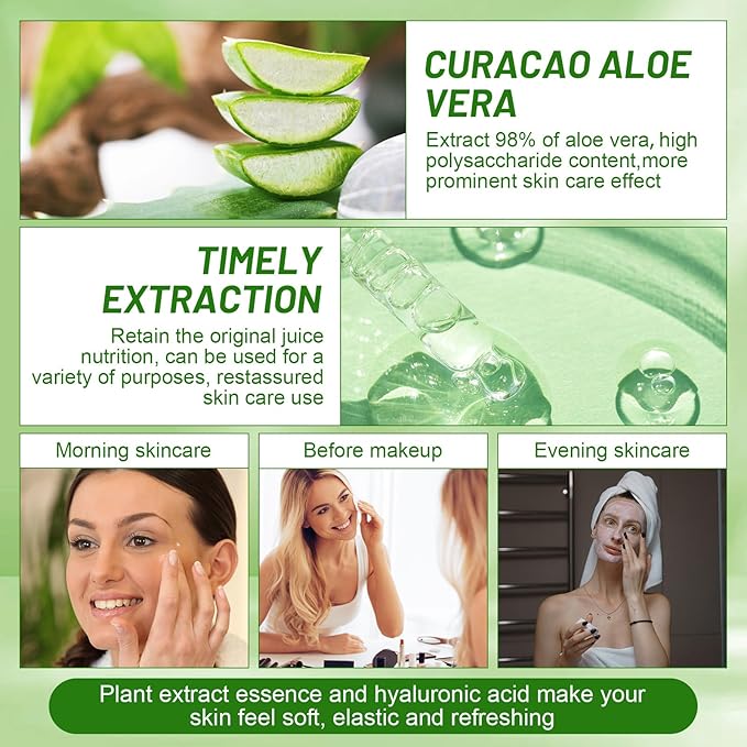 10 Pcs Skin Care Sets Face Care Set for Women Includes 1 Pcs Cleanser, Toner, Lotion, Eye Cream, Serum, Face Cream, Lip Balm and 3 Facial Masks Skincare Gift for Girls (Aloe Vera)