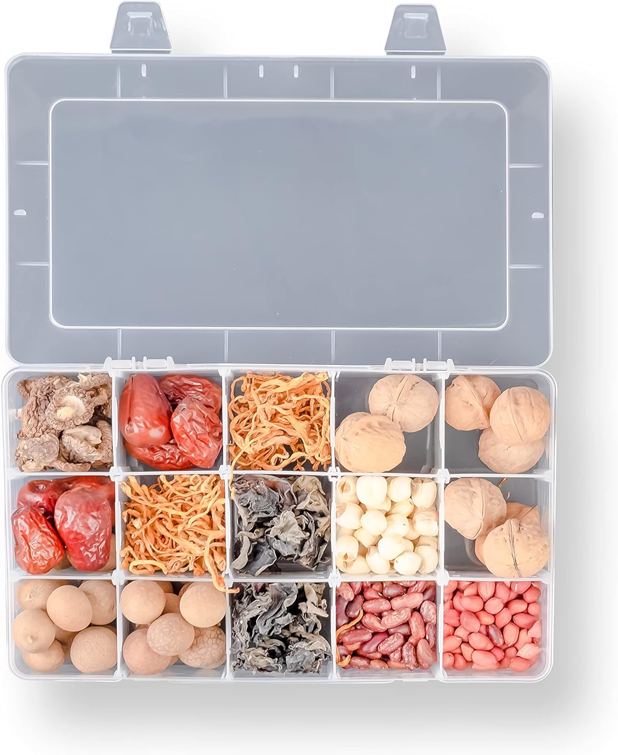 2 Pack Plastic Small Crafts Storage Boxes with Adjustable Dividers (15 Grid)