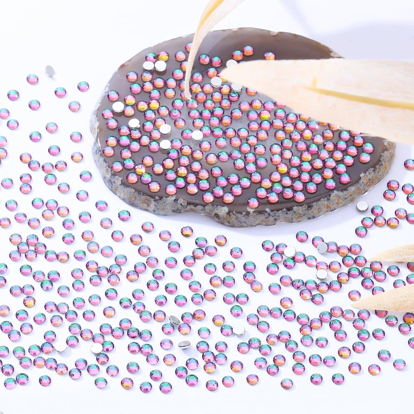 Green Volcano Flatback Rhinestones, Glass Rhinestones for Nail Art and Craft, Glue Fix, Loose Crystal Gemstones(Green Volcano, SS10, 2880pcs, 2.7-2.8mm)