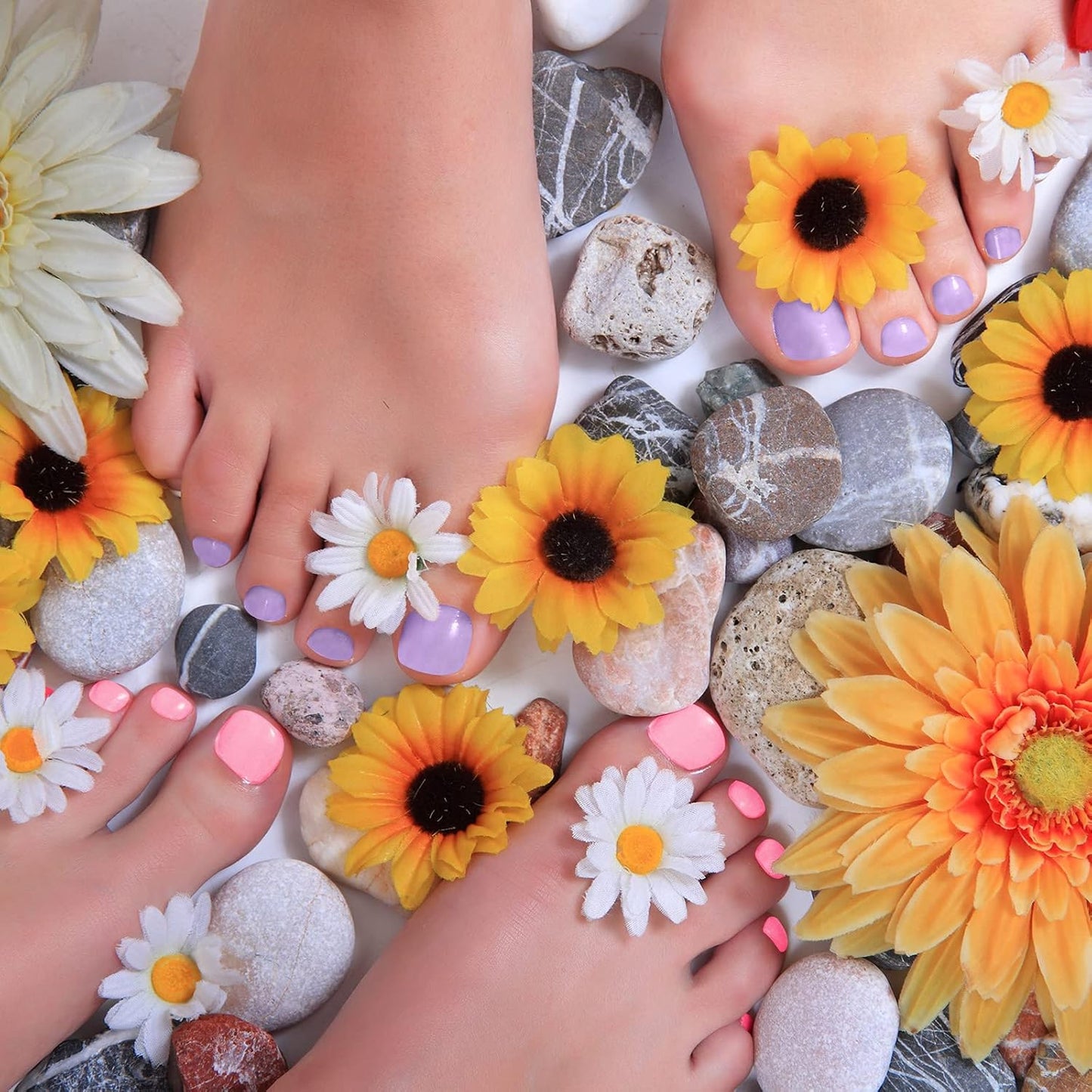 Maitys 352 Pieces 16 Sheets Toenail Polish Stickers Strips Adhesive Toe Nail Wraps Full Wraps Polish Strips DIY Manicure Decal with 2 Pieces Nail Files(Vibrant Color)