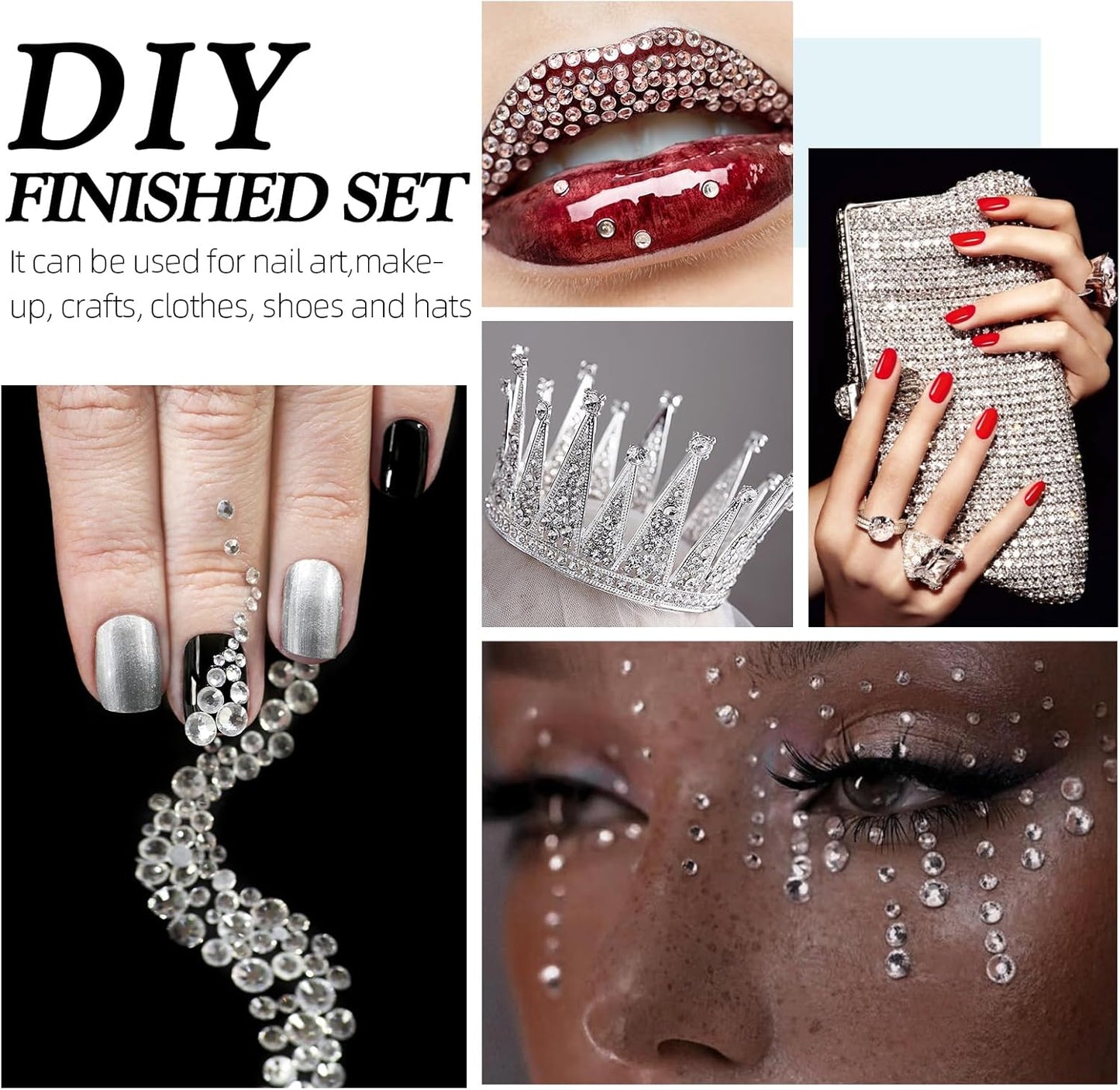 Crystal Clear Flatback Rhinestones, Glass Rhinestones for Nail Art and Craft, Glue Fix, Loose Crystal Gemstones(Crystal, SS4, 2880pcs, 1.5-1.7mm)