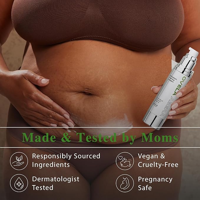 Abera Ovela Maternity Stretch Mark Cream for Pregnancy and Weight Fluctuations, Stretch Mark Treatment Pregnancy Must Haves, Deep Stretch Mark Removal, All Skin Types, 1.69 fl oz, Set of 2