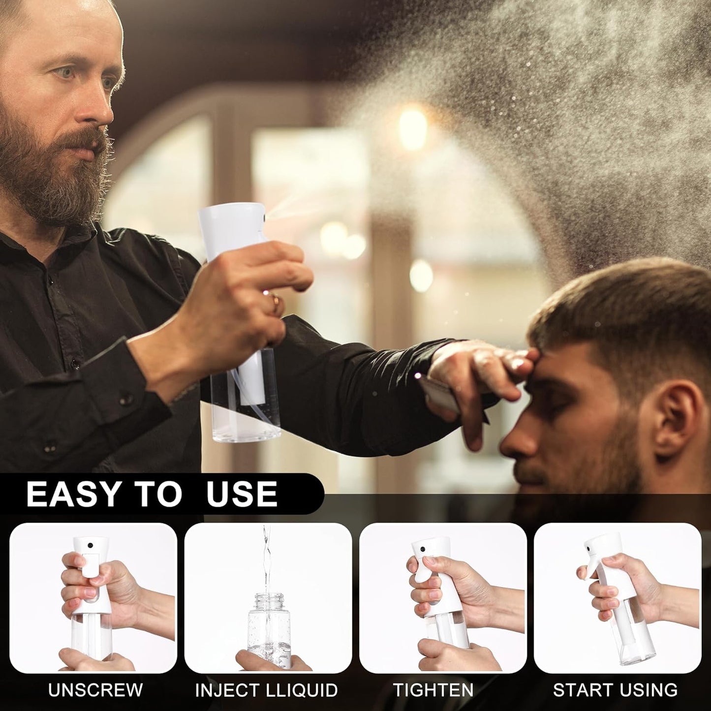 Spray Bottles For Hair, continuous spray bottle (200ml/6.8oz 2Pack) used for hair design, plants, cleaning, hair care and skin care, etc. – empty, reusable