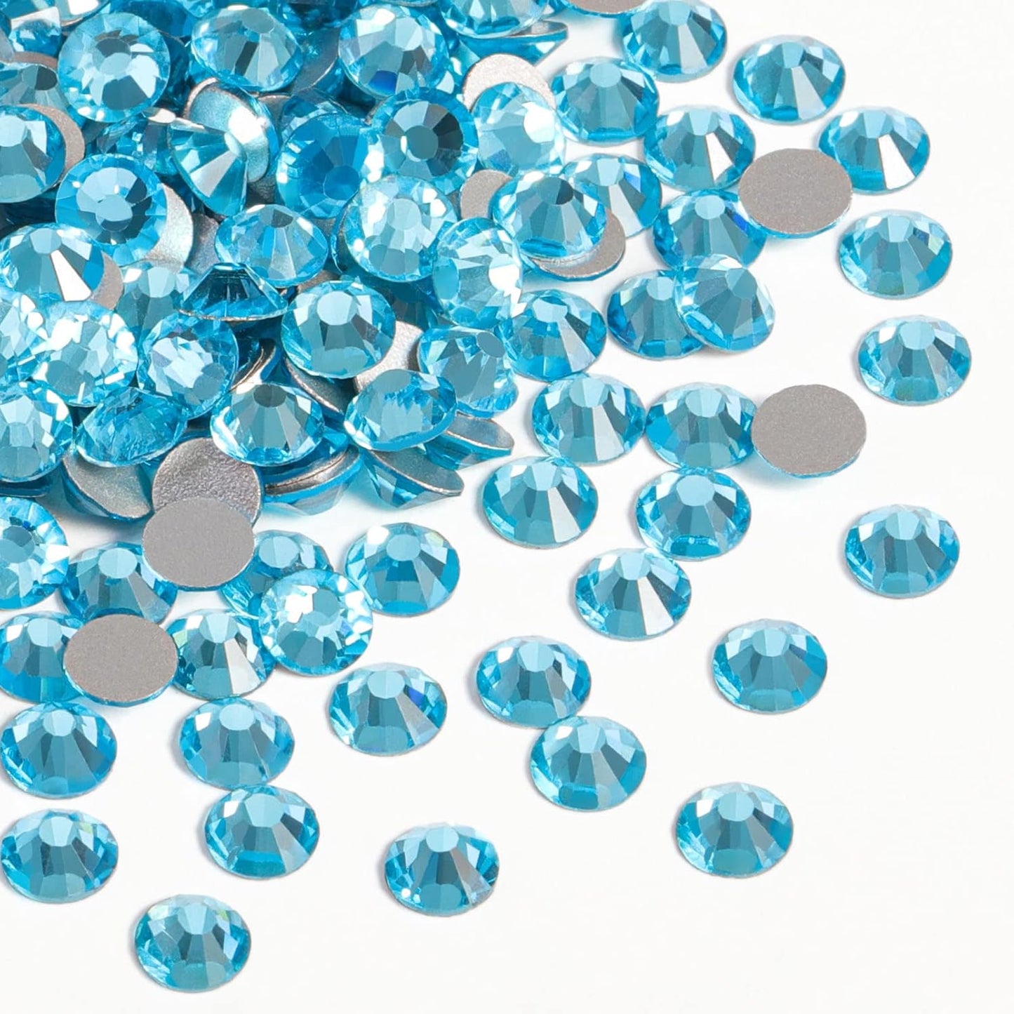 beadsland Flat Back Crystal Rhinestones Round Gems, Aquamarine (3.8-4.0mm) SS16/1440pcs