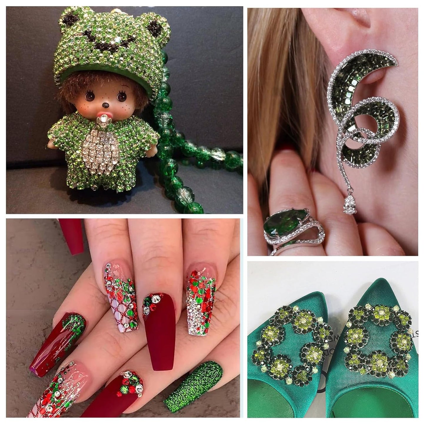 3000Pcs Light Green Crystal Rhinestones,Glass Flatback Rhinestones Gemstones Mini for Nail Face Makeup Art Crafts Clothes Decoration - (SS6,2.0mm,Light Green)