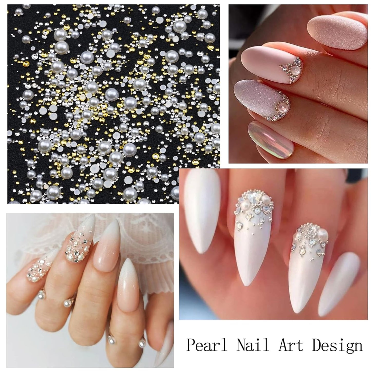 Nail Art Rhinestones with Pearls Flatback Pearls Nail Charms Luxurious Supplies Accessories Gold Silver Gems Jewelry Decorations for Women Manicure Design