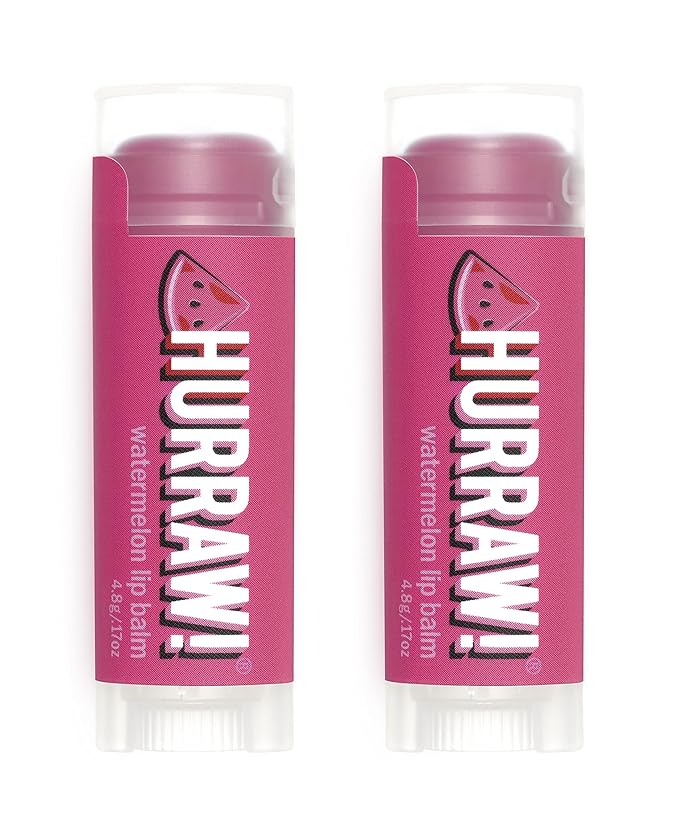 Hurraw! Watermelon Lip Balm, 2 Pack: Organic, Certified Vegan, Cruelty and Gluten Free. Non-GMO, 100% Natural Ingredients. Bee, Shea, Soy and Palm Free. Made in USA