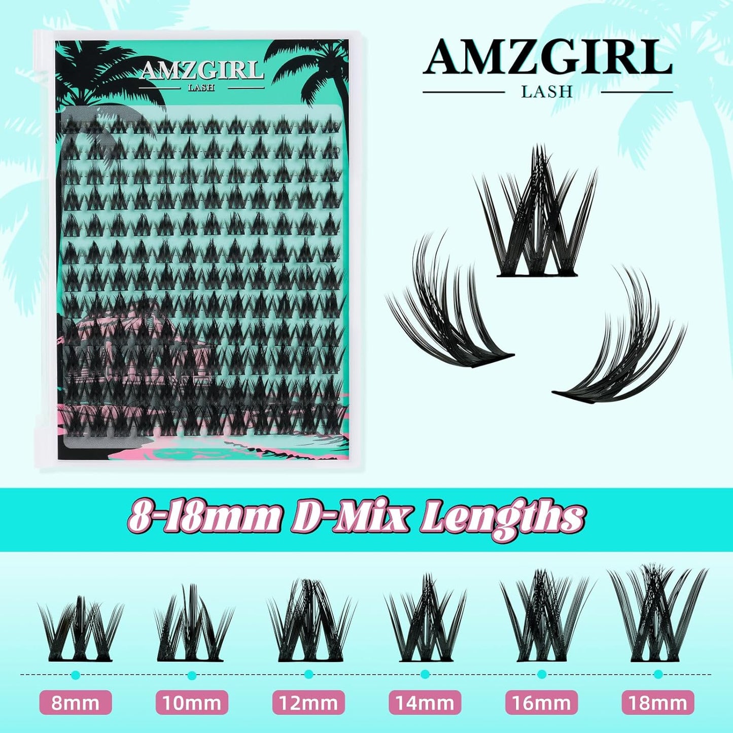 Fairy Lash Clusters Manga 144Pcs Eyelash Clusters Spiky Cluster Eyelash Extensions Individual Lashes Volume Anime Lash Clusters with Thin Band Lashes DIY at Home(Holiday,C-Mix8-18mm)