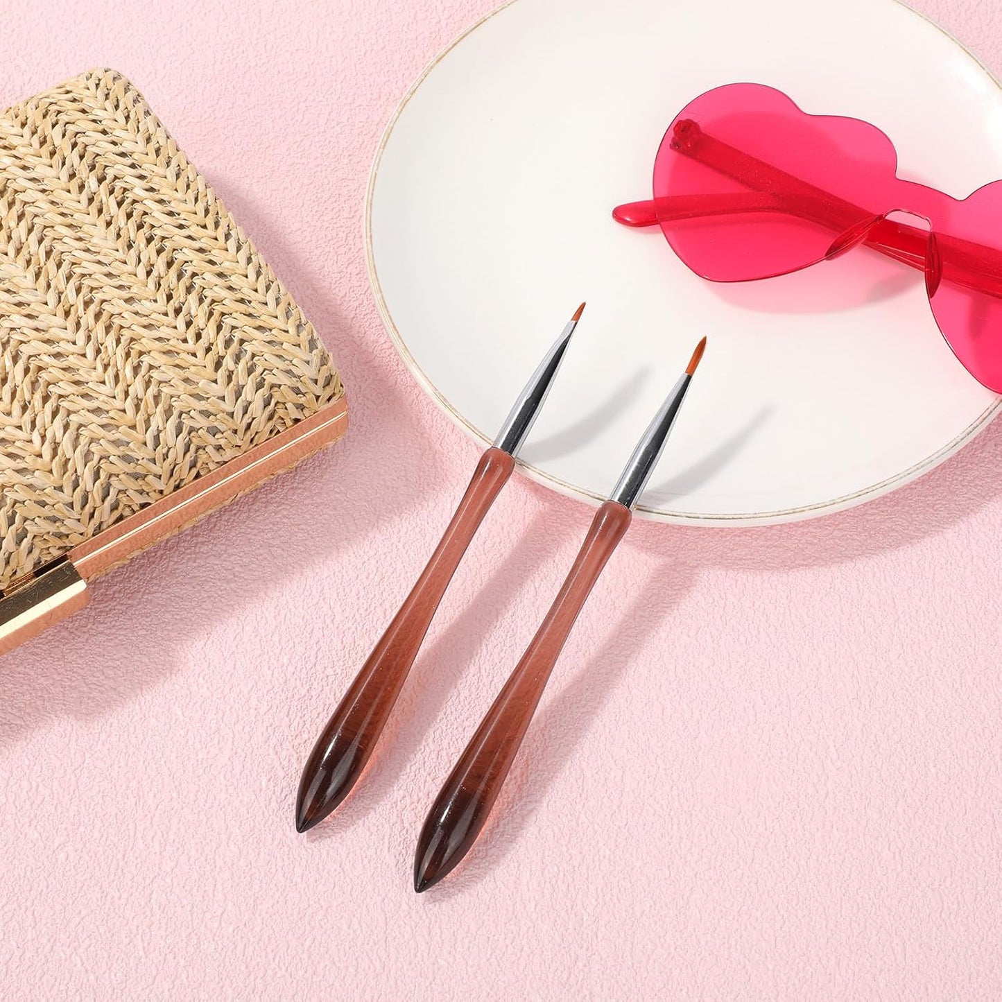 2pcs Nail Design Brushes, Professional Versatile Nail Drawing Pens Acrylic Paint Brushes Tools for Painting Flowers Leaves Petals Fine Line and Intricate Art Designs