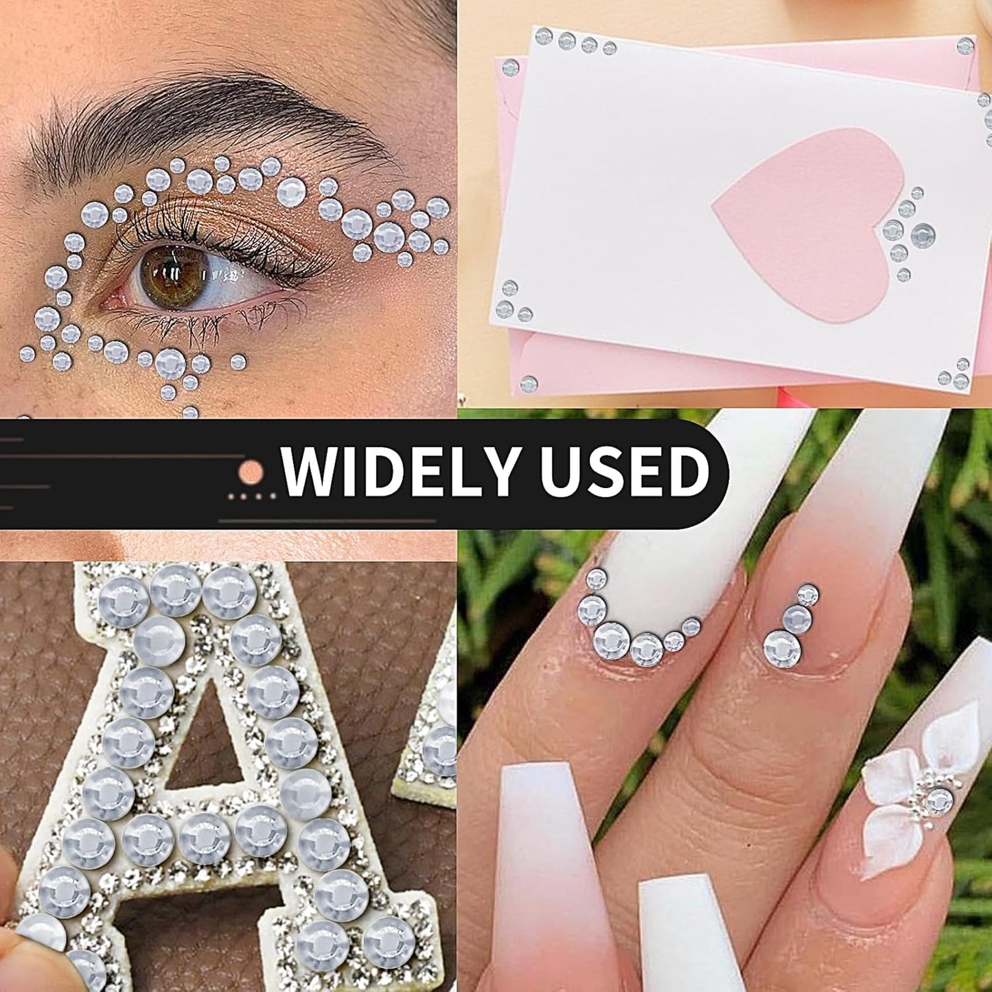 3555 Pieces Face Gem Stickers Self Adhesive Rhinestone Stickers for Crafts 3/4/5/6/8 MM Face Jewels Stickers Diamond Nail Gems Stick on for Face Eye Hair Body Makeup DIY Craft 5 Sizes