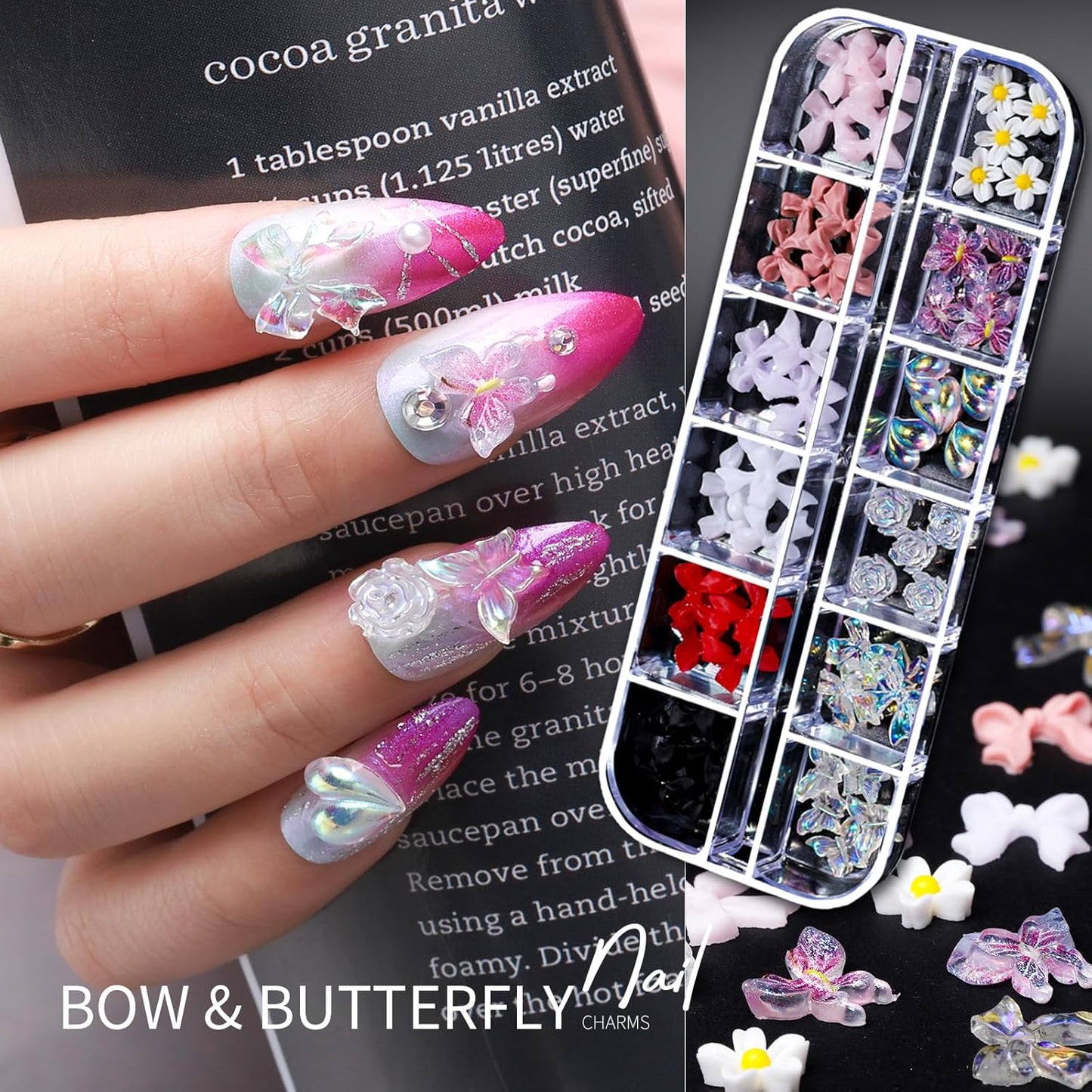 Teenitor Nail Charms Nail Gems with 15 Sheets Gold Nail Stickers, 6 Boxes of Rhinestones for Nails Art Tools, 3D Nail Decals Pearls for Nails