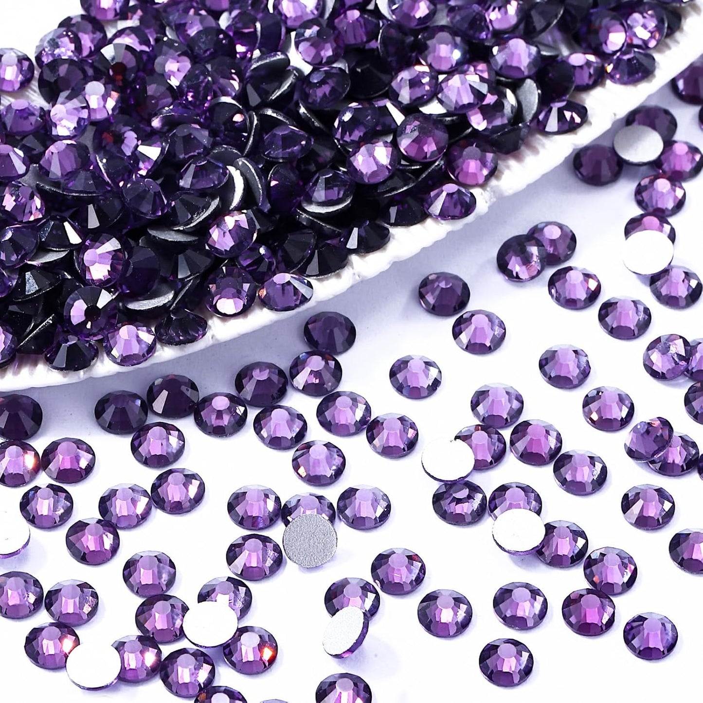 Tanzanite Flatback Rhinestones, Glass Rhinestones for Nail Art and Craft, Glue Fix, Loose Crystal Gemstones(Tanzanite, SS20, 1440pcs, 4.6-4.8mm)
