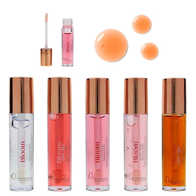 Expressions 5pc Lip Oil Set - Bloom Your Lips Style Essentials Lip Oils, Lip Healing Lip Oil Collection with Precision Applicator Wand | Moisturizing for Everyday Lip Care and Lip Repair (FLORAL)