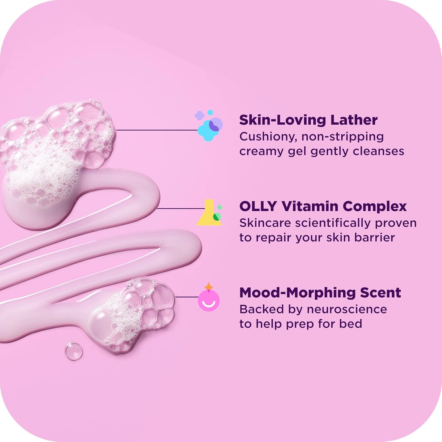 OLLY Body Wash Mixed Pack 4 Count to Restore Skin barrier & Hydrate skin 3 oz