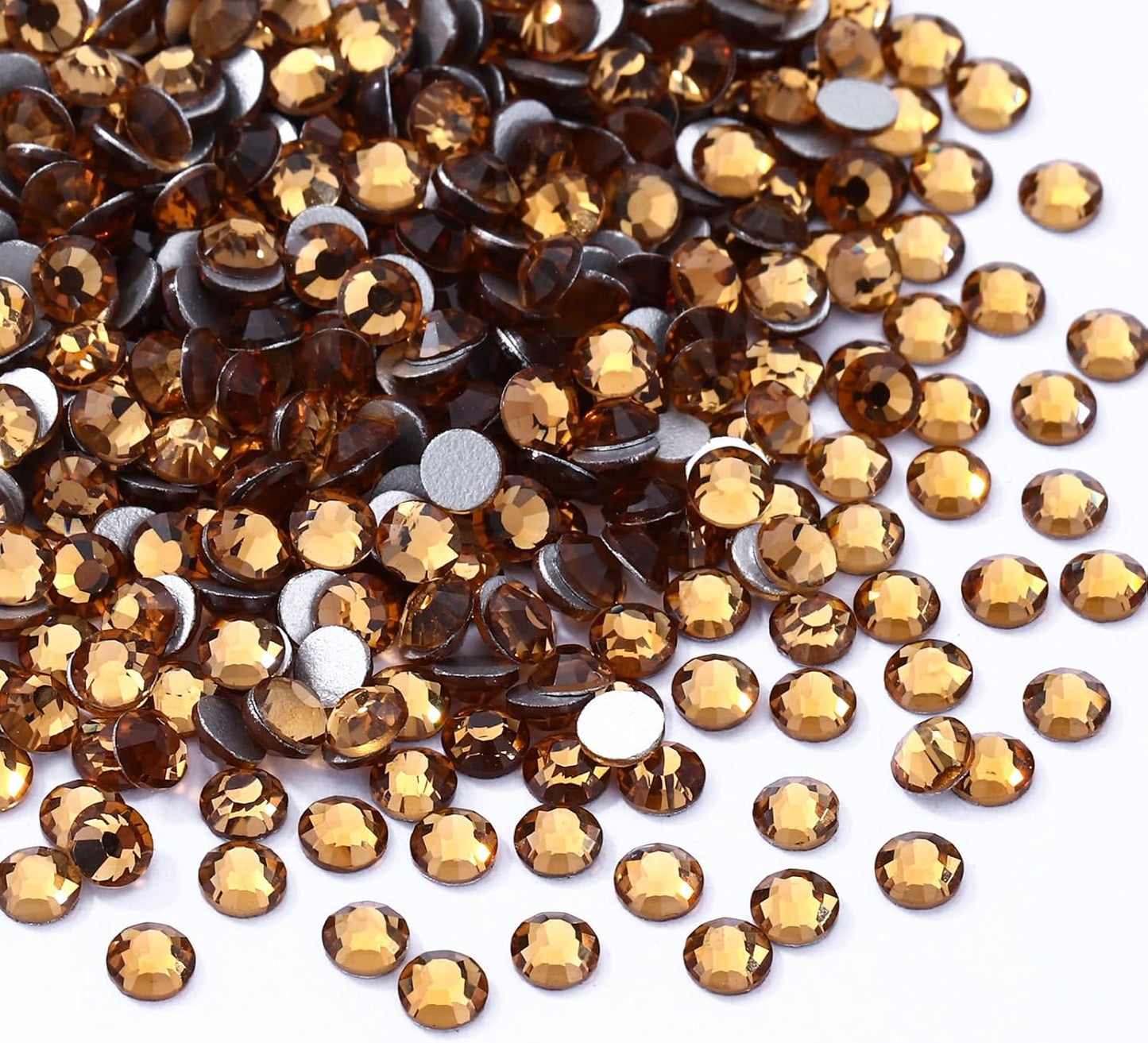 Topaz Flatback Rhinestones, Glass Rhinestones for Nail Art and Craft, Glue Fix, Loose Crystal Gemstones(Topaz, SS10, 1440pcs, 2.7-2.8mm)