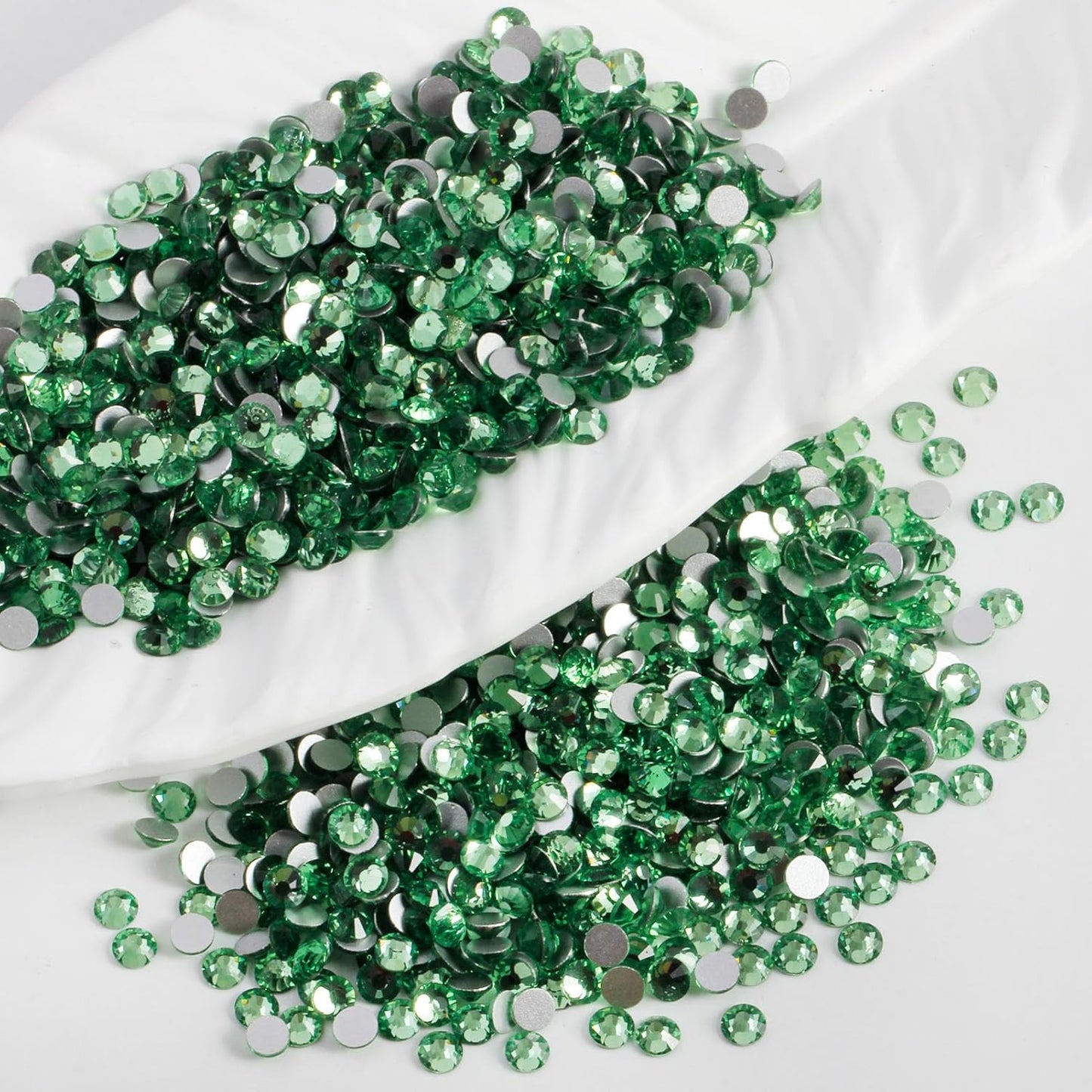 3000 PCS SS8 Flatback Rhinestones,12-Facet Diamond-Cut Glass Gems for Nail Art,Clothing,DIY Crafts,Glue-On Decoration Stones with Silver Backing,Peridot