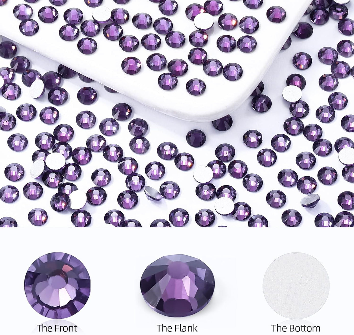 Tanzanite Flatback Rhinestones, Glass Rhinestones for Nail Art and Craft, Glue Fix, Loose Crystal Gemstones(Tanzanite, SS4, 1440pcs, 1.5-1.7mm)