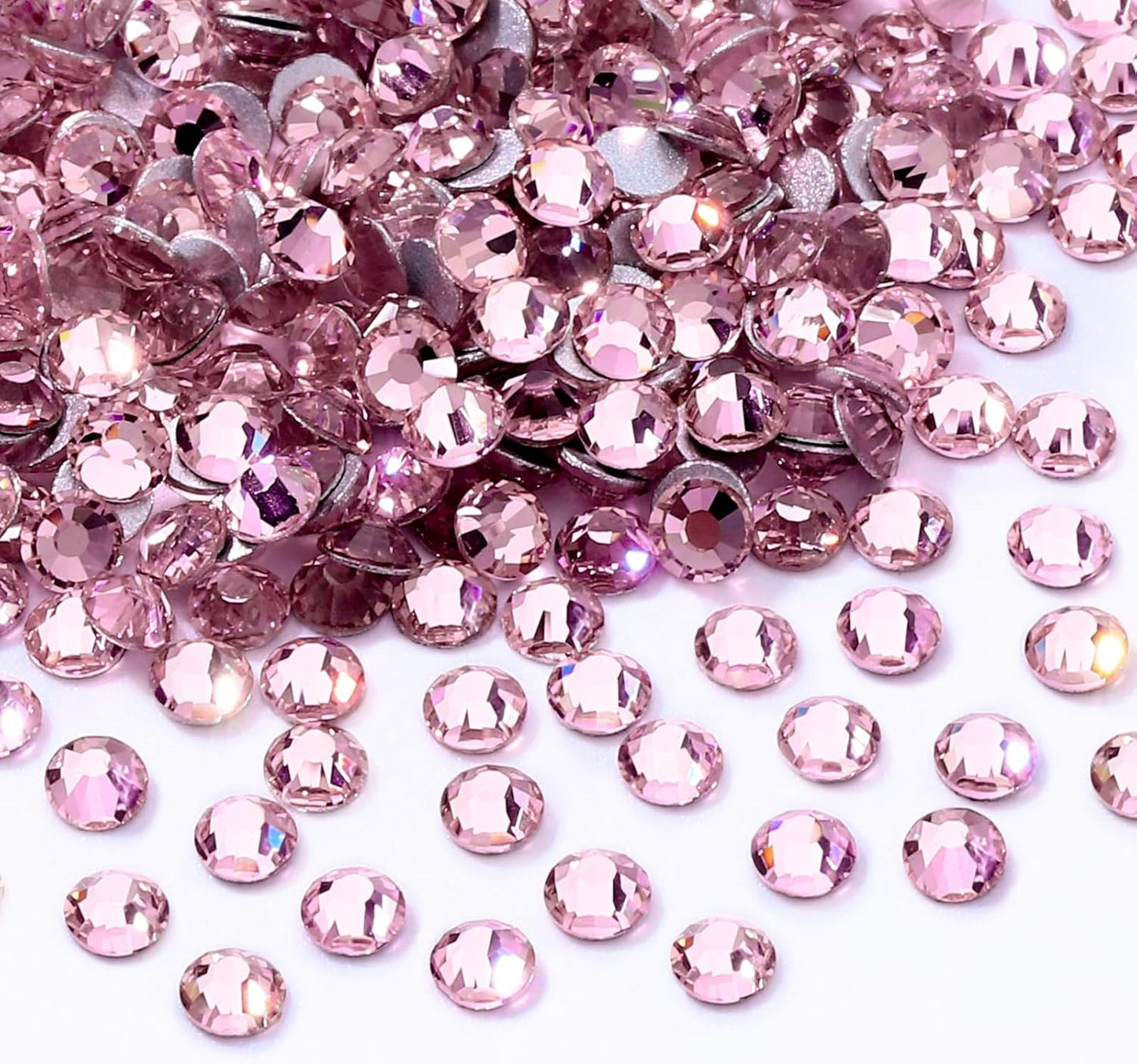 Pink Flatback Rhinestones, Glass Rhinestones for Nail Art and Craft, Glue Fix, Loose Crystal Gemstones(Pink, SS6, 1440pcs, 1.9-2.0mm)