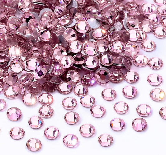 Pink Flatback Rhinestones, Glass Rhinestones for Nail Art and Craft, Glue Fix, Loose Crystal Gemstones(Pink, SS6, 1440pcs, 1.9-2.0mm)