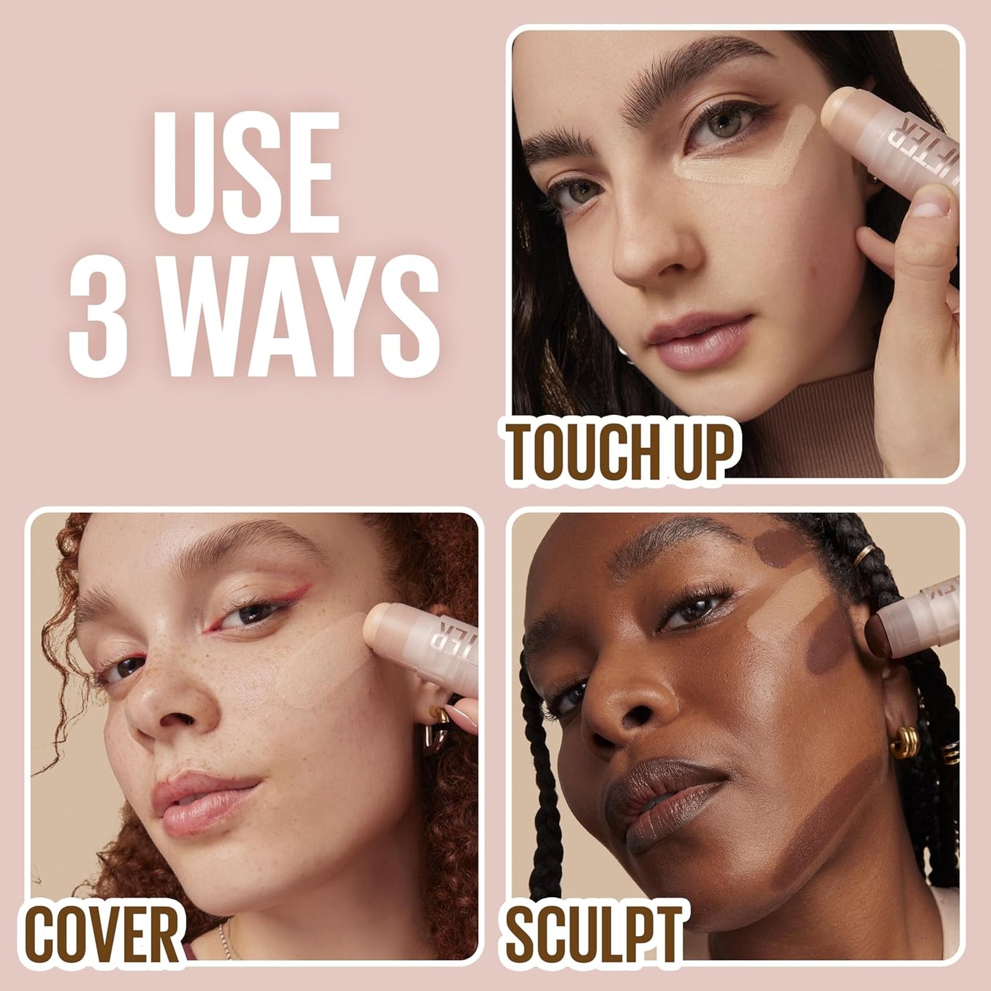 Maybelline Lifter Stix Multi-Use Face Stick - Contour, Bronzer, Concealer and Foundation Stick, All-In-One Creamy Face Makeup with Cranberry Seed Oil, 45, 1 Count