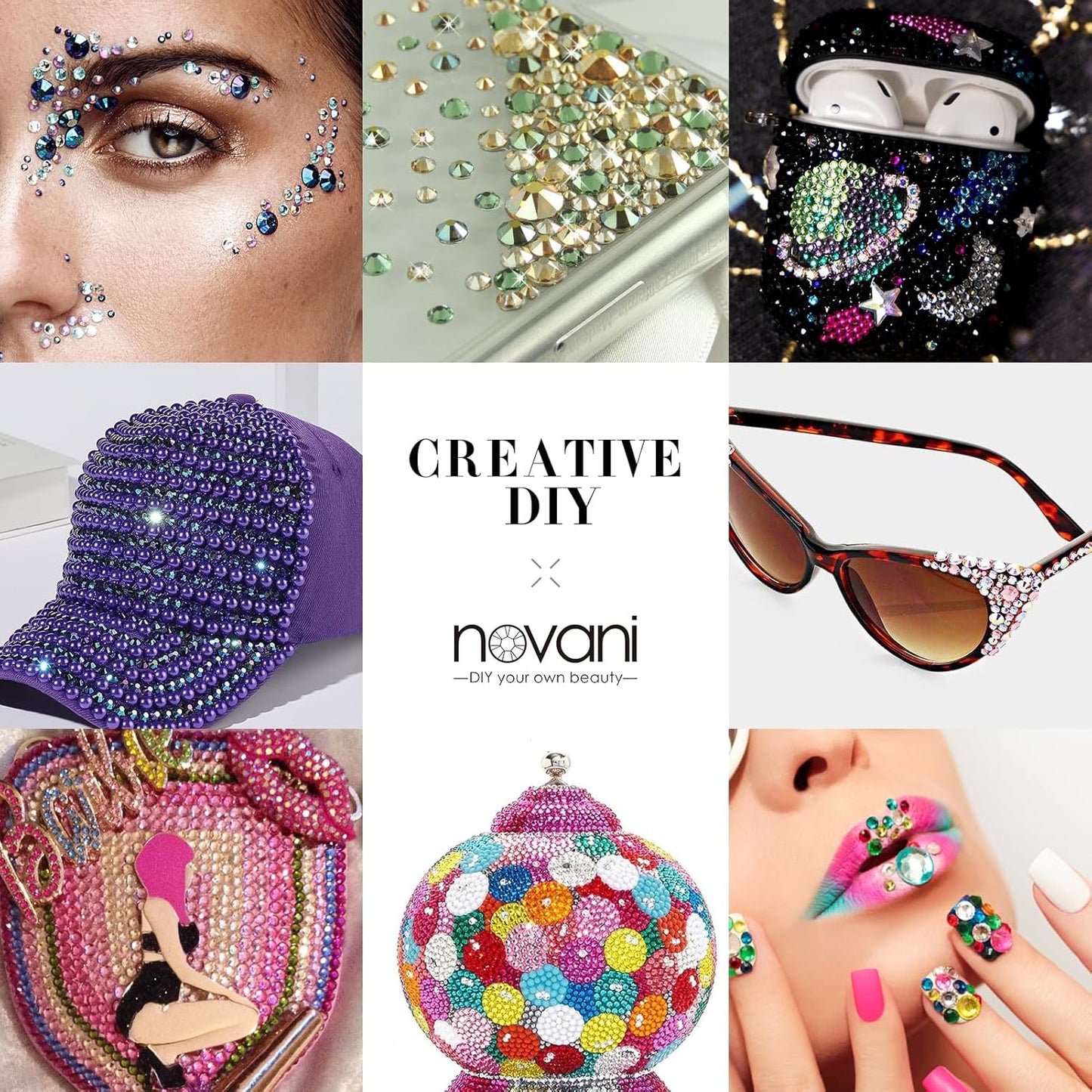 Novani Gold Rhinestones 1440pcs Flat Back Round Rhinestone Style 2088 Sparkly Crystal Gemstones for Nail Art and Crafting SS20,4.6-4.8mm