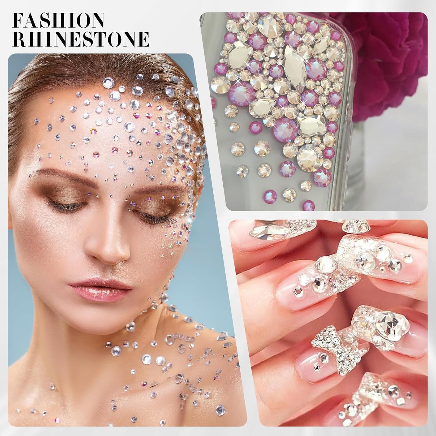 Novani 500pcs Clear Rhinestones Flat Back Round Rhinestone Style 2088 Sparkly Crystal Gemstones for Nail Art and Crafting,SS6(1.9-2mm