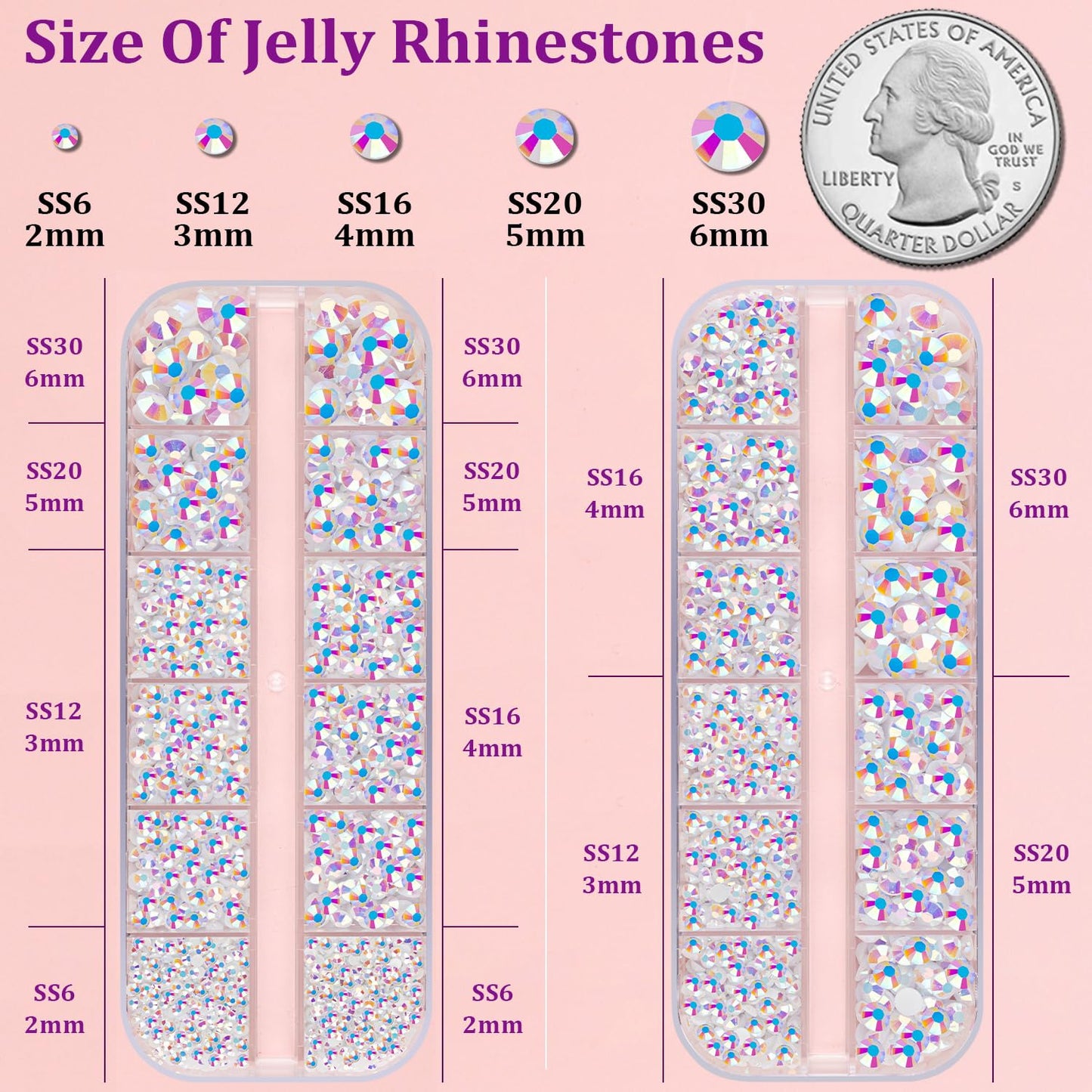 Resin Jelly Rhinestones for Crafting with B7000 Jewelry Glue, 2 Boxes White AB Flatback Crystals with 3Pcs 10ml Glue, Bedazzling Non Hotfix Gems for DIY Tumblers Clothing Shoes Manicure