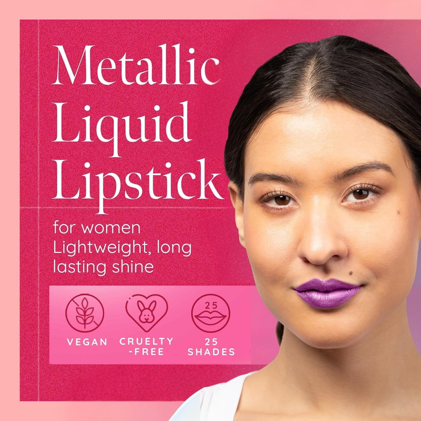 Aromi Metallic Liquid Lipstick for Women | Bright Purple Lilac Lip Color with Shimmery Finish, Vegan, Long-Lasting (Purple Unicorn)