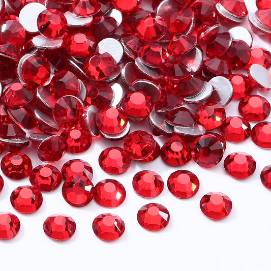 Light Siam Flatback Rhinestones, Glass Rhinestones for Nail Art and Craft, Glue Fix, Loose Crystal Gemstones(Red, SS30, 288pcs, 6.4-6.6mm)