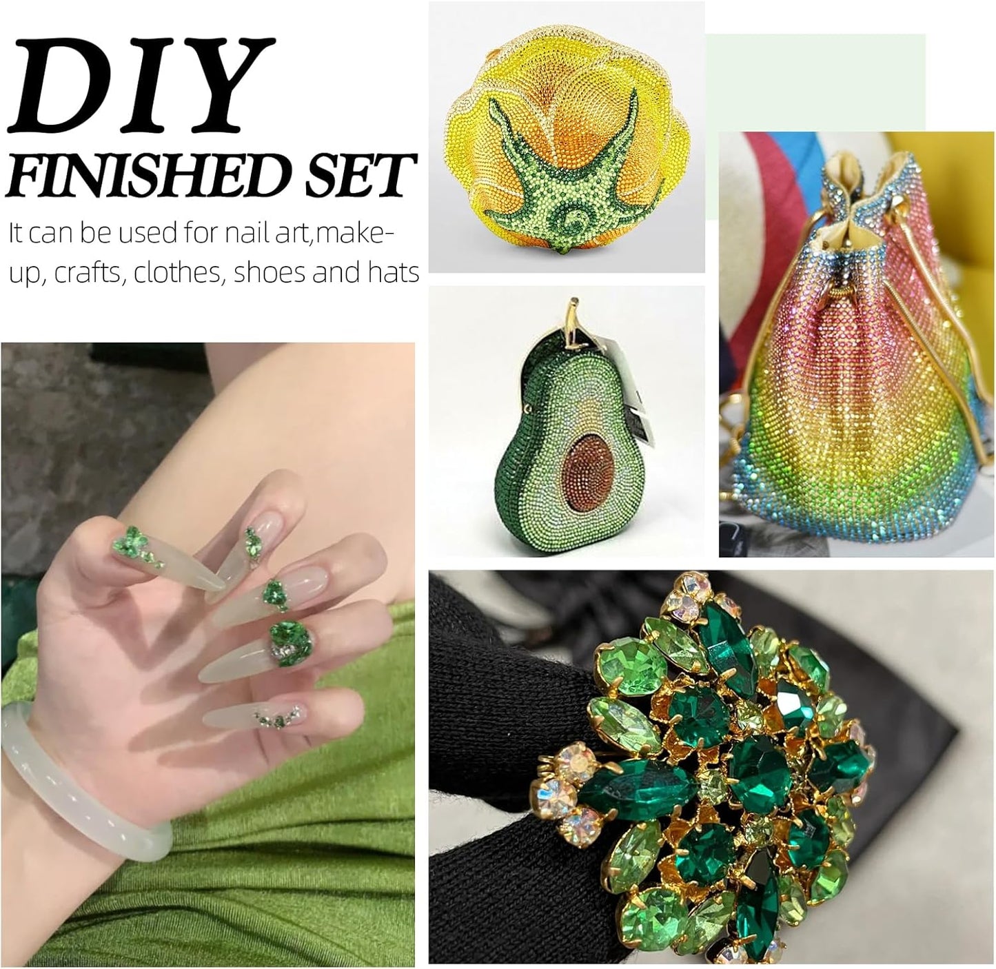 Light Green Flatback Rhinestones, Glass Rhinestones for Nail Art and Craft, Glue Fix, Loose Crystal Gemstones(Lt.Green, SS10, 1440pcs, 2.7-2.8mm)