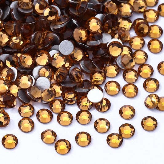 Topaz Flatback Rhinestones, Glass Rhinestones for Nail Art and Craft, Glue Fix, Loose Crystal Gemstones(Topaz, SS30, 288pcs, 6.4-6.6mm)