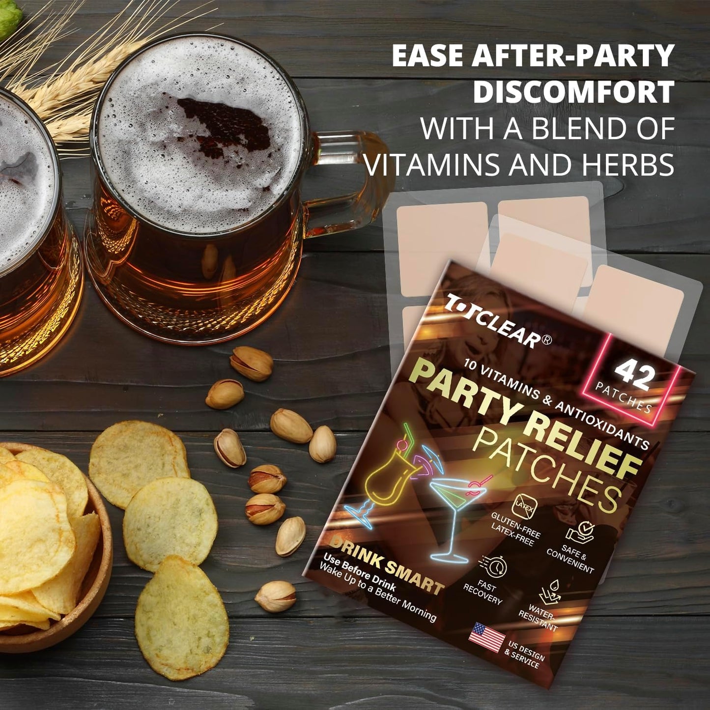 Party Relief Patches: Party Recovery Patches - Use Before Drinking Wake Up to a Better Morning (41pcs)