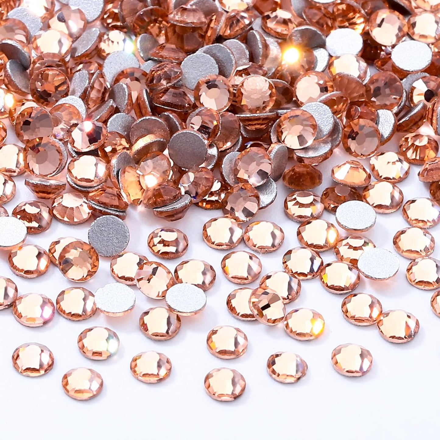 Champagne Flatback Rhinestones, Glass Rhinestones for Nail Art and Craft, Glue Fix, Loose Crystal Gemstones(Champagne, SS4, 2880pcs, 1.5-1.7mm)