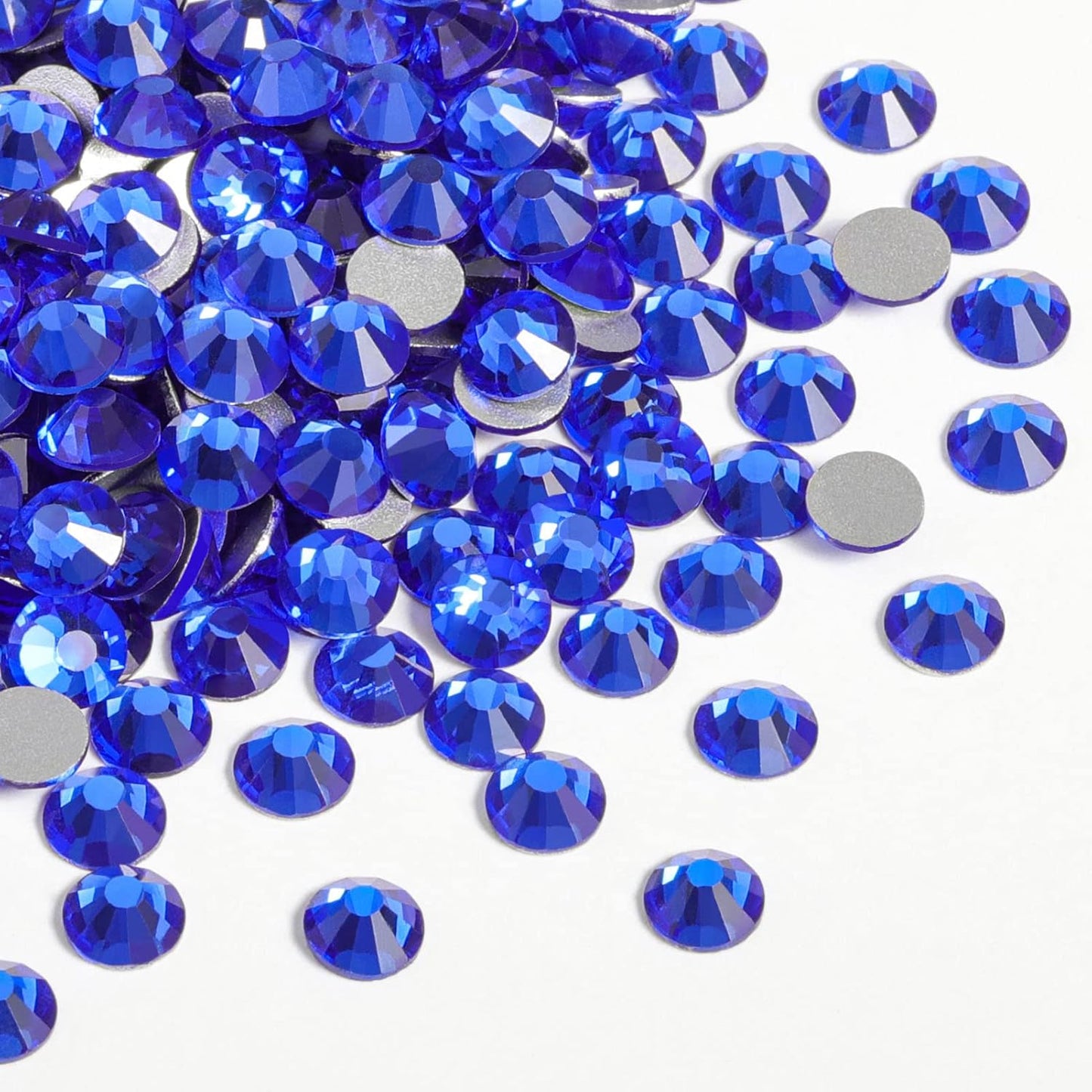Beadsland 288pcs Flat Back Crystal Rhinestones Round Gems for Nail Art and Craft Glue Fix,Sapphire,SS34,7.1-7.3mm