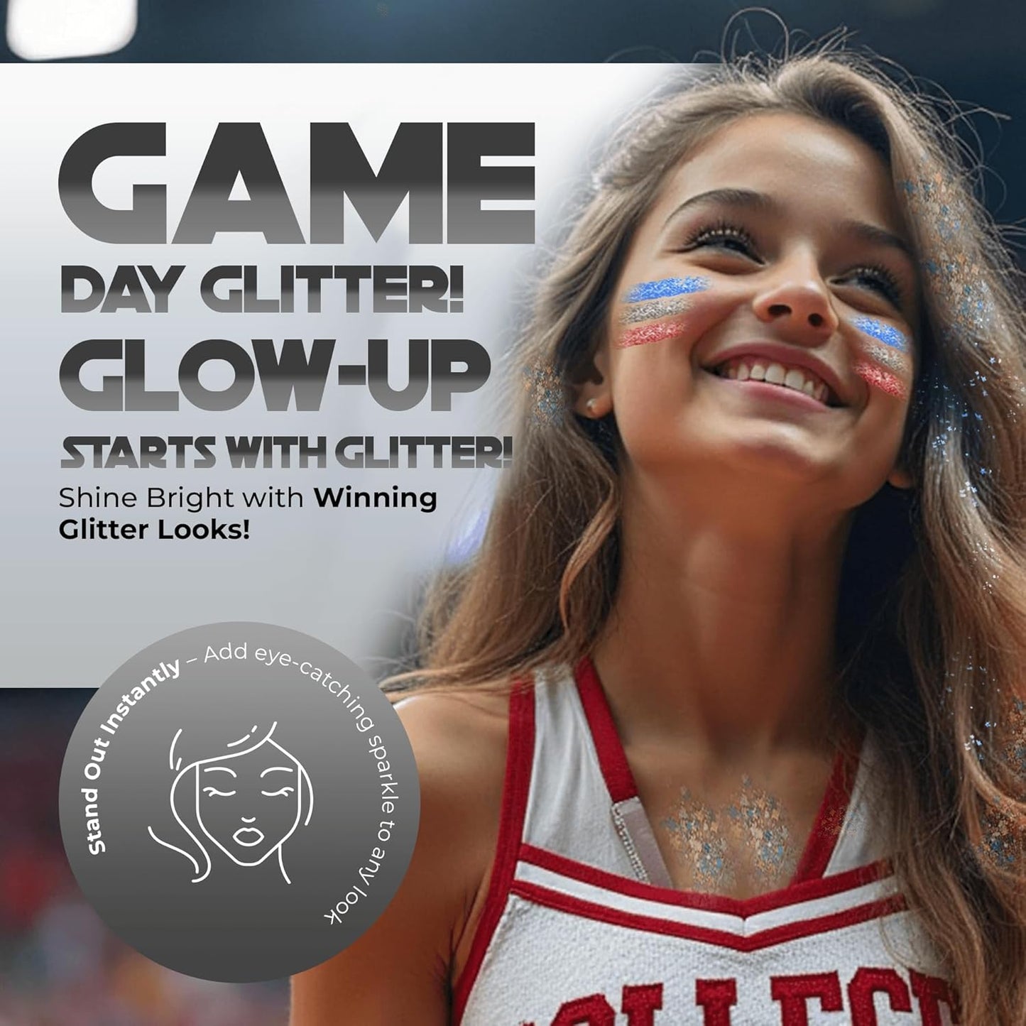 Face, Body & Hair Glitter Gel – Halloween Glitter for Kids and Women – 3 Oz Cosmetic-Grade Gel w/Moon & Stars for Festivals & Halloween Party, Easy Apply & Wash Off - Silver 2Pack