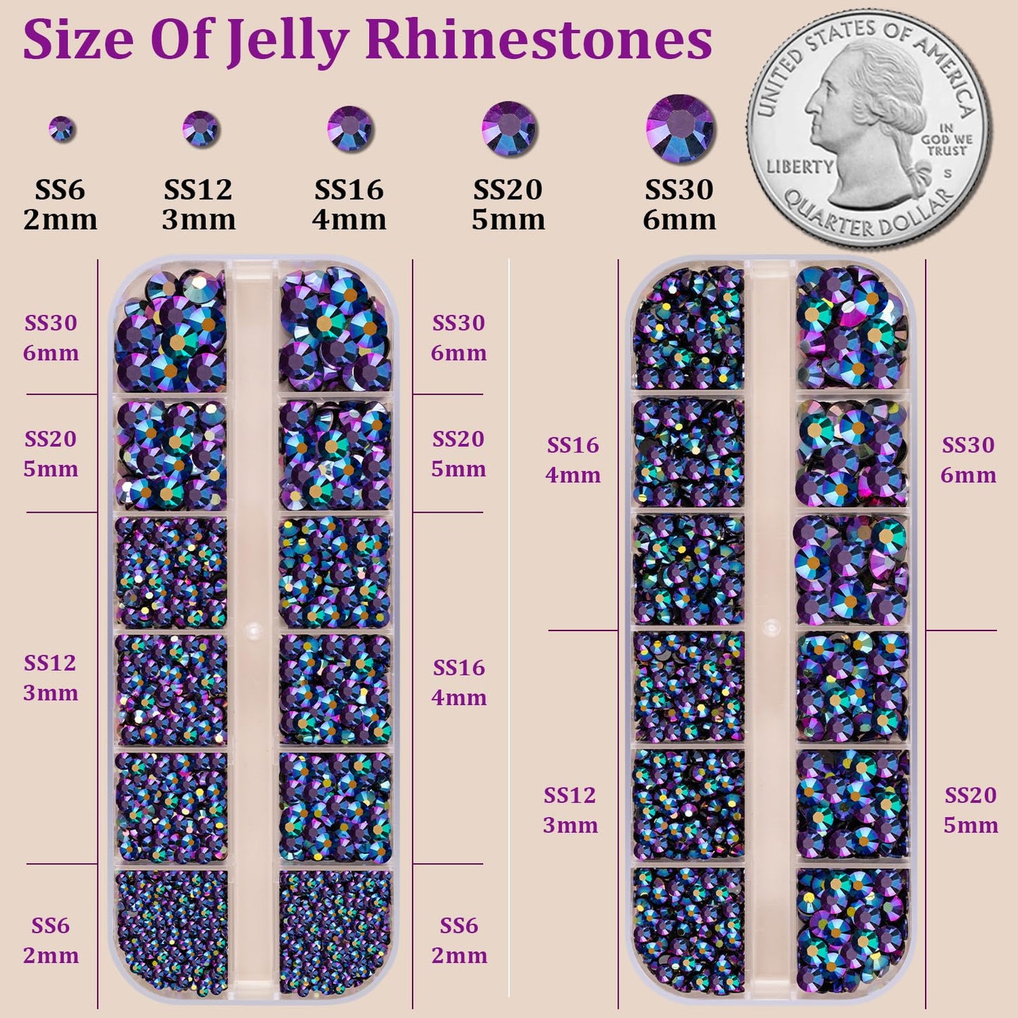 Resin Jelly Rhinestones for Crafting with B7000 Jewelry Glue, 2 Boxes Purplish Black AB Flatback Crystals with 3Pcs 10ml Glue, Bedazzling Non Hotfix Gems for DIY Tumblers Clothing Shoes Manicure