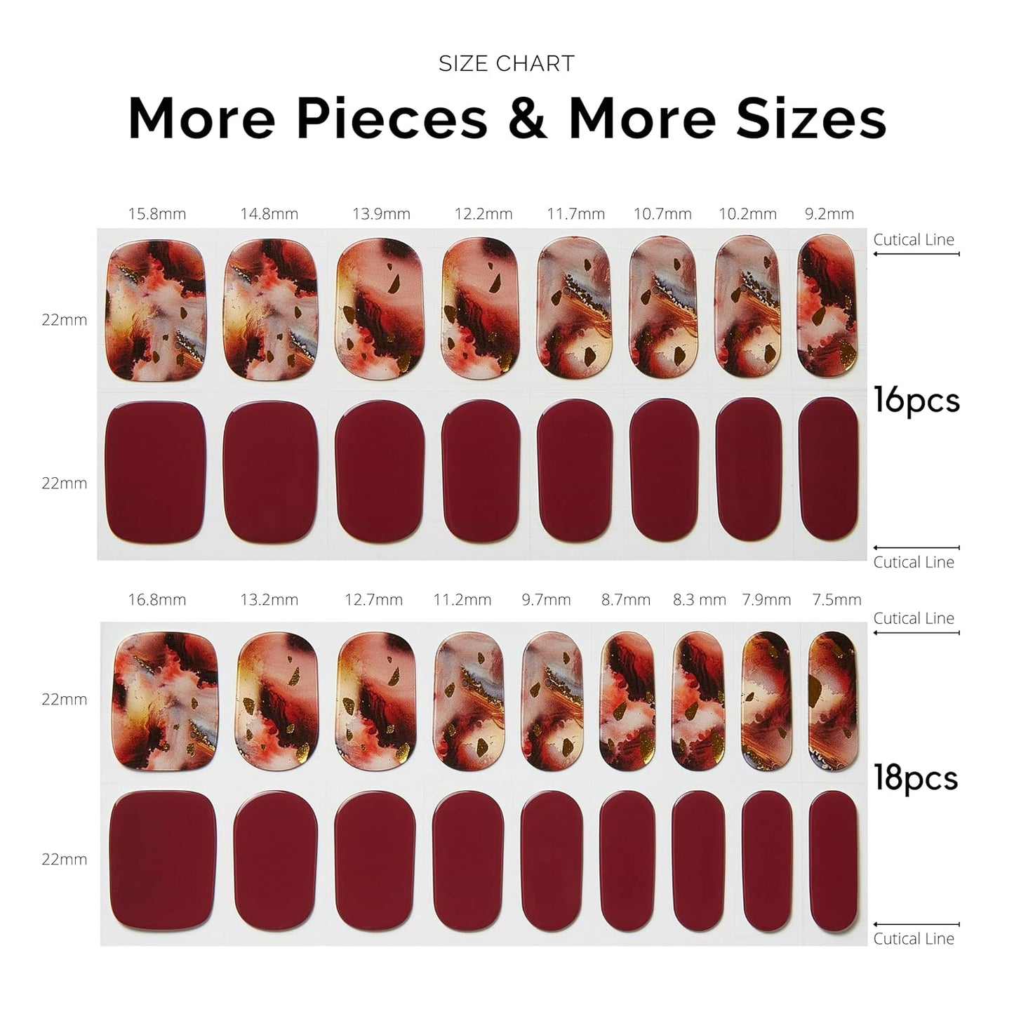 Semi Cured Gel Nail Strips - NAILOG 34 Pcs Gel Nail Stickers | Buy 2 Get 1 UV Light | Extra Long Nail Wraps with Glossy Gel Finishing Dark Brown, Secret Realm