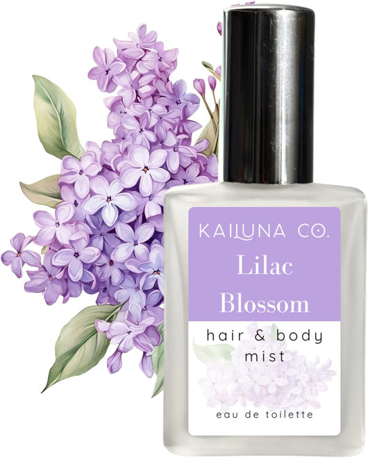 Lilac Blossom Natural Hair & Body Mist Spray, Pure Essential and Fragrance Oils, Alcohol-Free, Handmade in California, 0.5Fl Oz