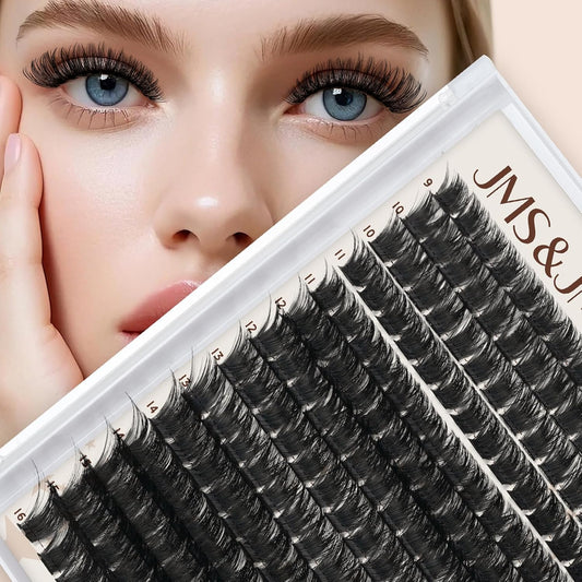 JMS&JMS 182Pcs Lash Clusters Eyelash Clusters 200D D Curl 9-16MIX Clusters Lashes Thick Super Soft Wispy DIY Eyelash Extension at Home(200D-D,9-16MIX)