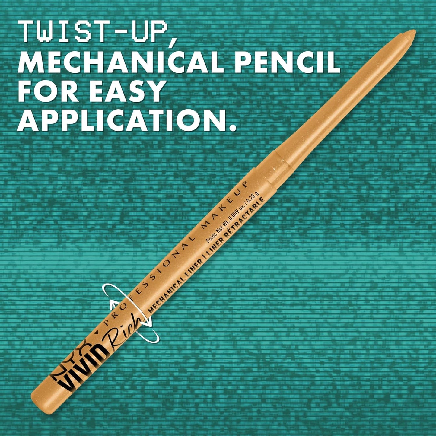 NYX PROFESSIONAL MAKEUP Mechanical Eye Pencil, Vivid Rich Mechanical, Creamy Retractable Eyeliner - Tigers Prize, Cork Orange Eyeliner