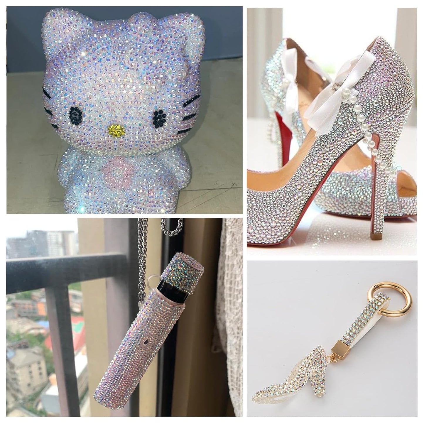 1440Pcs Transparent AB Crystal Rhinestones,Glass Flatback Rhinestones Gemstones for Nail Face Makeup Art Crafts Clothes Decoration -(SS16,4.0mm,Transparent AB)