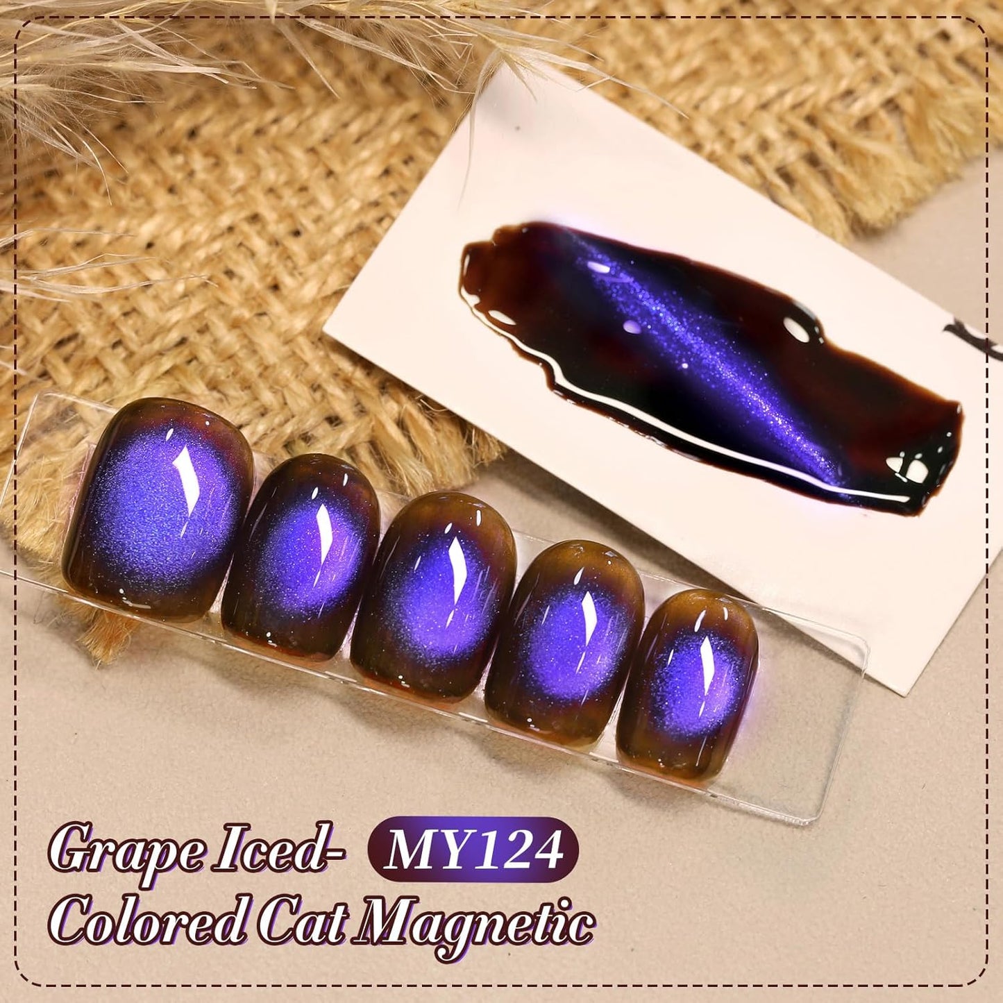 Born Pretty Dark Purple Cat Magnetic Eye Gel, Hema&TPO Free Glitter Cat Magnetic Gel Polish,Fall Winter Magnetic Nail Polish for Nail Art Manicure Salon DIY at Home 15ML