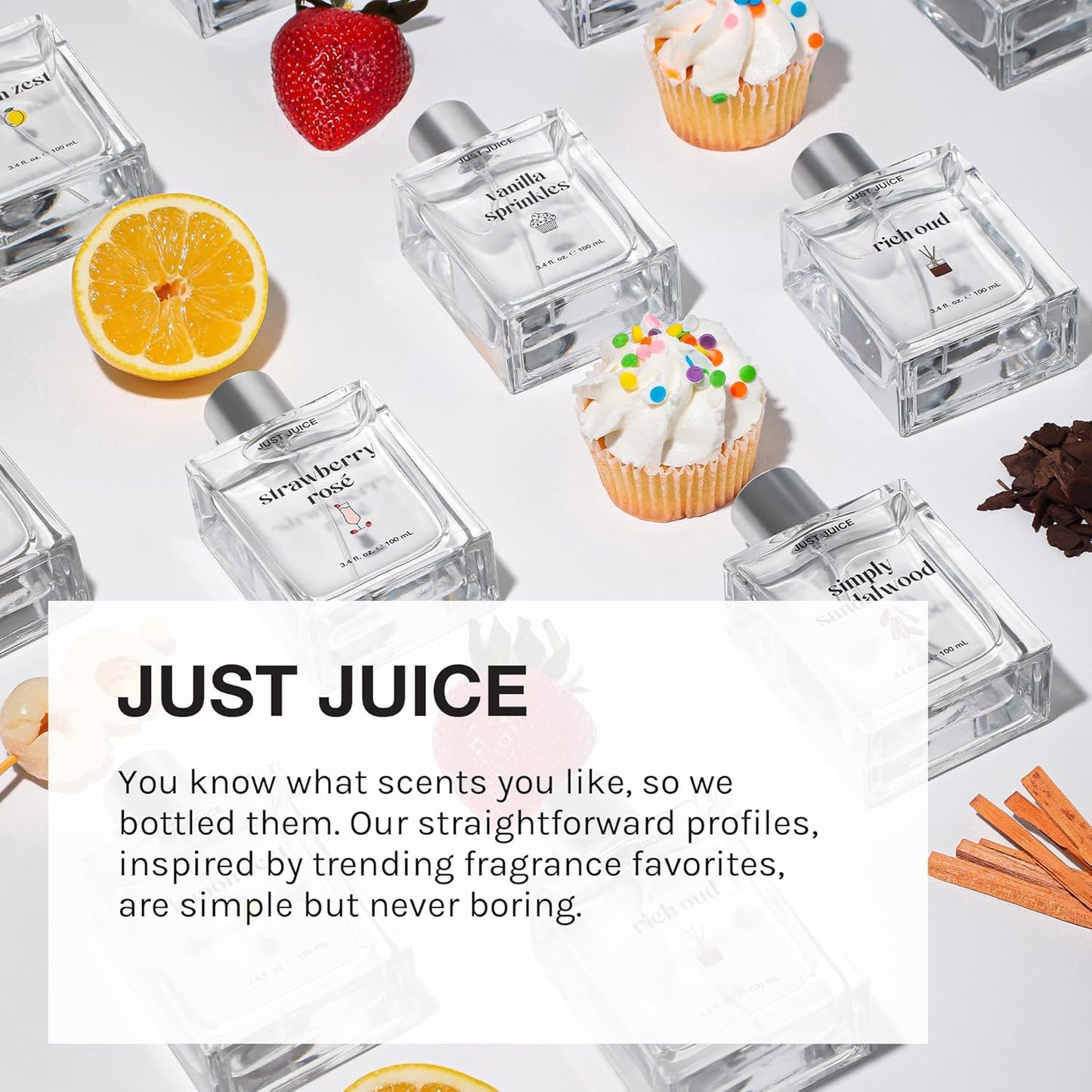 Just Juice Discovery Set - Mini Perfumes for Women and Men - Fruity, Floral, Gourmand Men's and Women's Fragrances - Travel Perfume Set - 6 pc